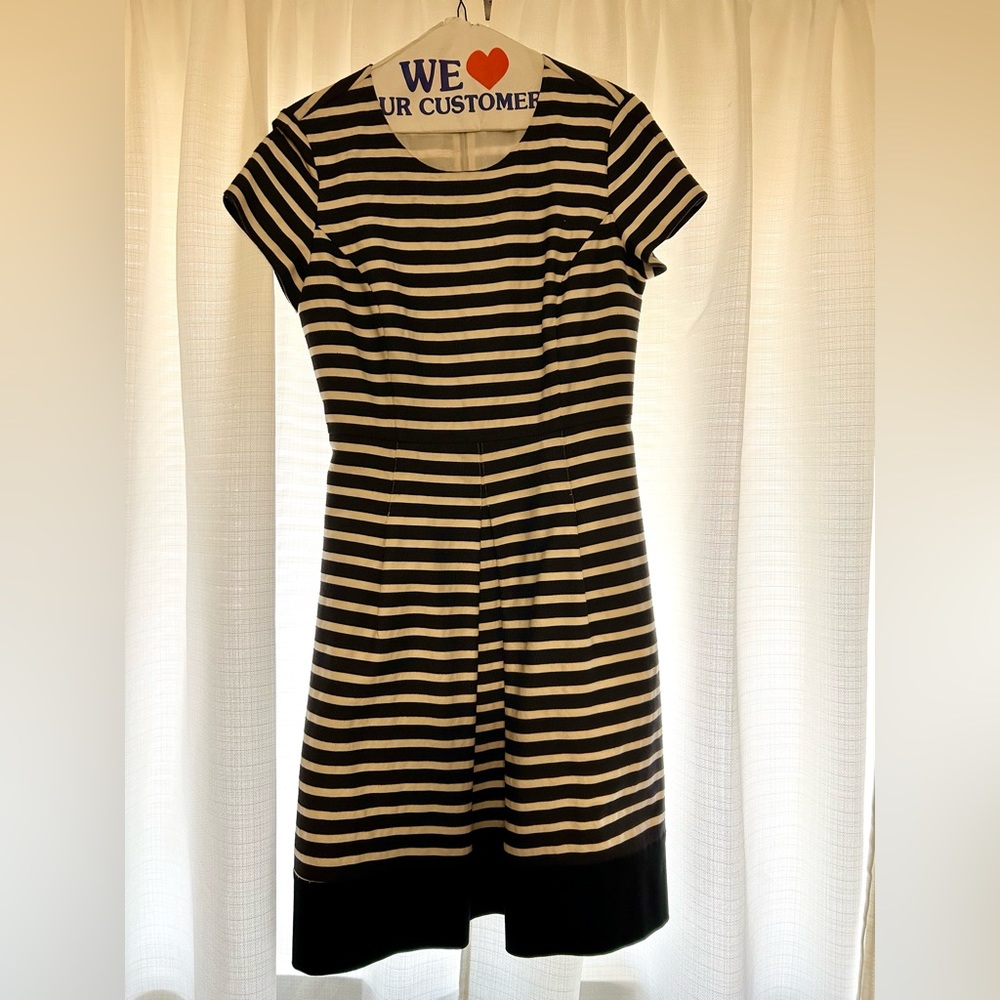 Size 4 Brooks Brothers Professional Striped Dress in Navy/White